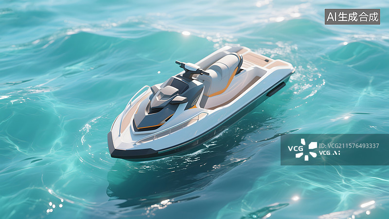 【AI数字艺术】3D停泊的摩托艇图片素材