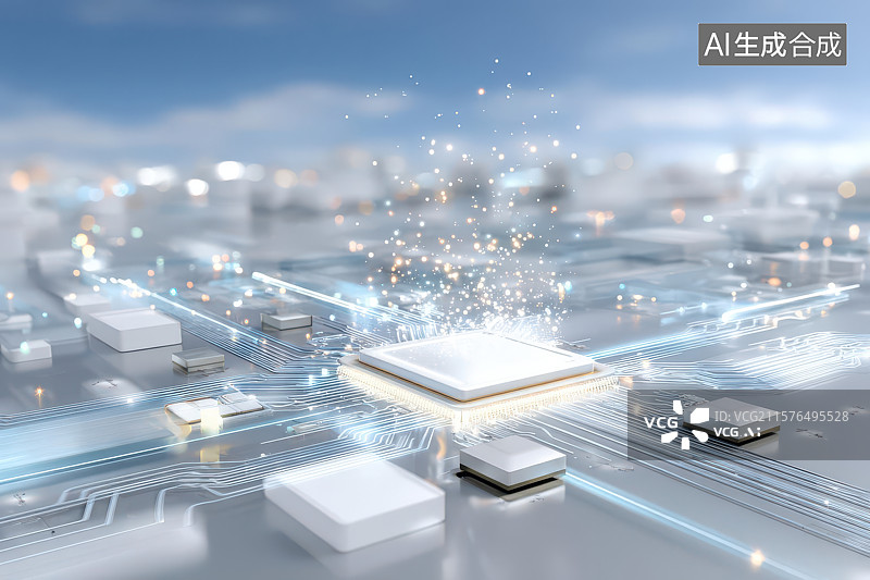 【AI数字艺术】科技芯片与城市未来融合图图片素材