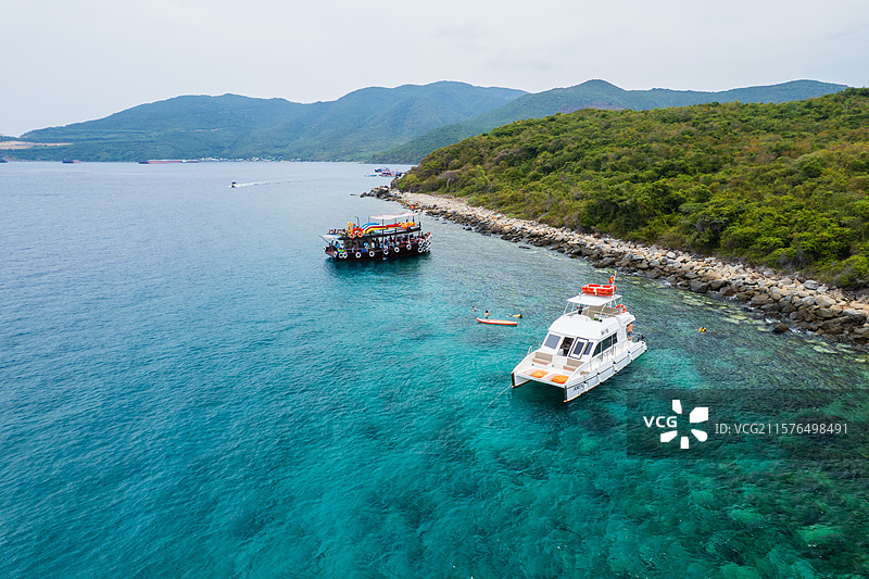 越南芽庄墨岛海岛自然风光航拍图片素材