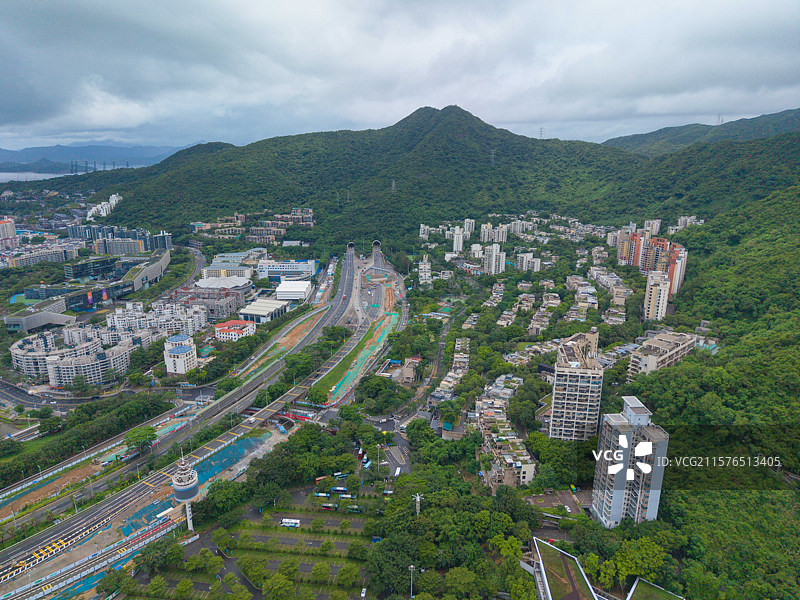 深圳东部华侨城，海菲德小镇，航拍自然风光！图片素材