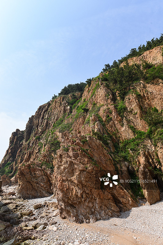 长岛烽山林海风景区海边悬崖栈道风光图片素材