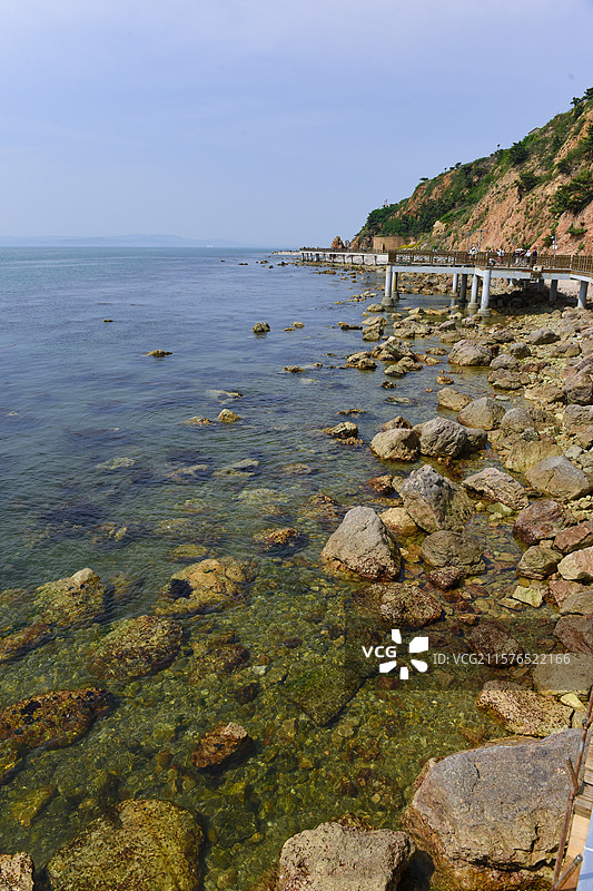 长岛烽山林海风景区海边悬崖礁石风光图片素材