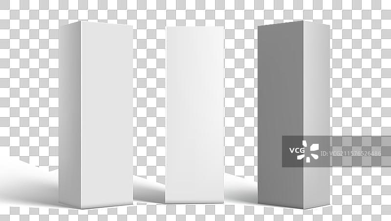 3D纸箱组合的正面和半侧视图图片素材