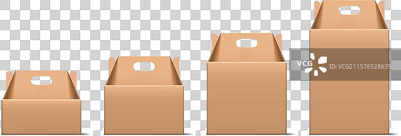 带把手的棕色纸箱，孤立在白色背景上图片素材