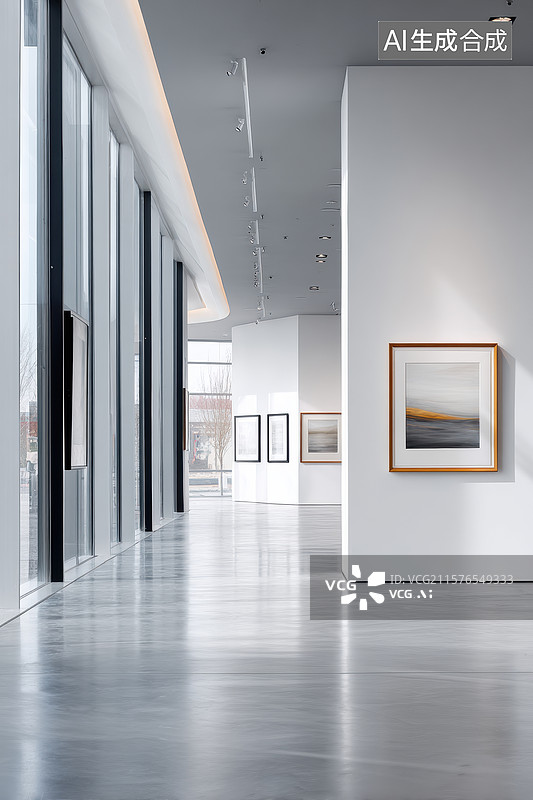 【AI数字艺术】现代艺术画廊的简洁之美图片素材