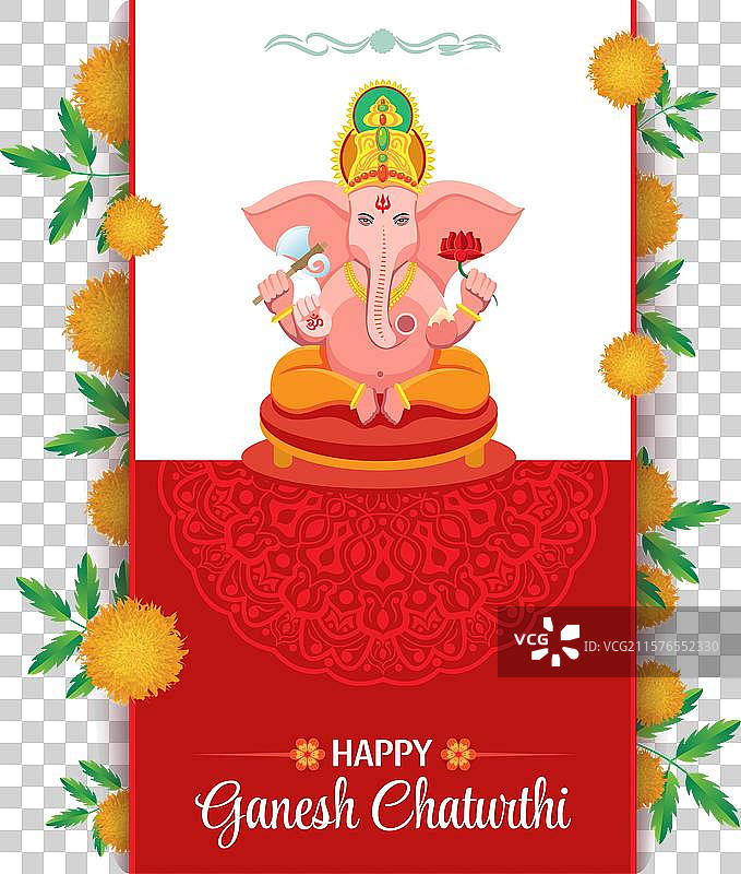 快乐的甘尼许节庆祝活动与甘尼许神像图片素材