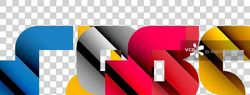 白色背景上的彩色曲线几何形状图片素材