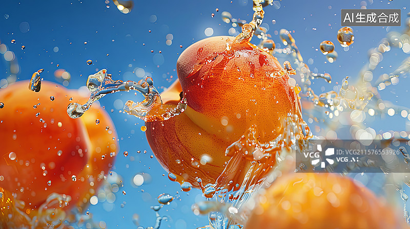 【AI数字艺术】新鲜的水蜜桃图片素材