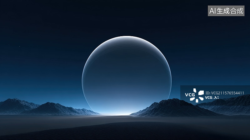 【AI数字艺术】山脉之上，光球悬浮图片素材