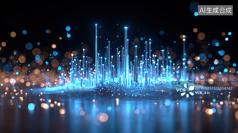 【AI数字艺术】光与数据的数字城市图片素材
