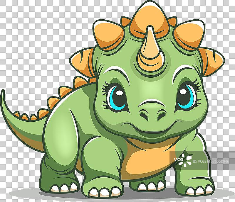 可爱搞笑的绿色微笑宝宝恐龙图片素材