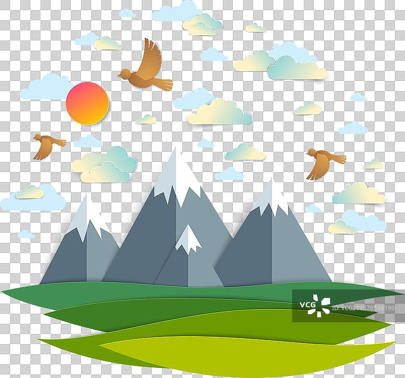 云雾缭绕的山峰风景画图片素材