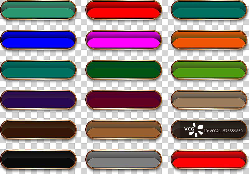 一组不同渐变光泽按钮的网页空白模板图片素材