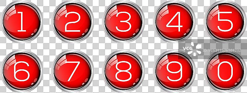 红色光泽圆圈中的简单数字图标图片素材