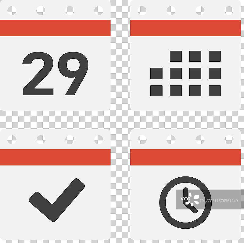 图标页面日历 - 29天议程计时器完成图片素材