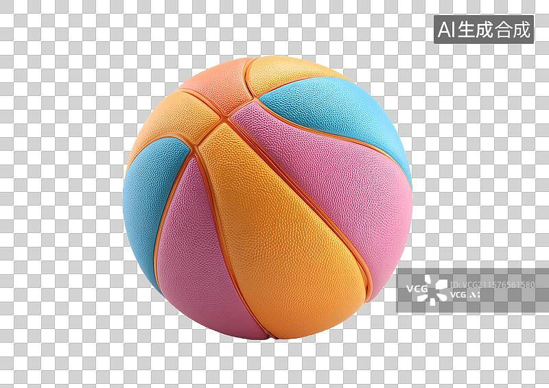 【AI数字艺术】【免抠png素材】一颗彩色3D卡通篮球图片素材