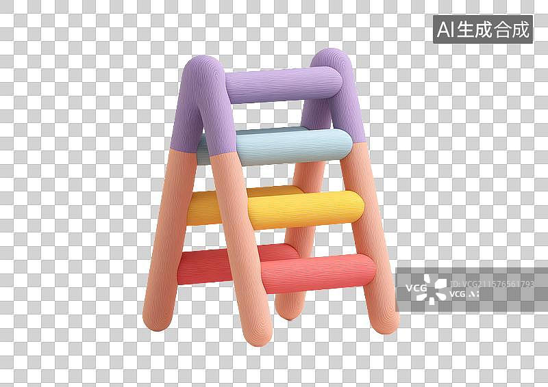 【AI数字艺术】【免抠png素材】彩色3D卡通梯子图片素材