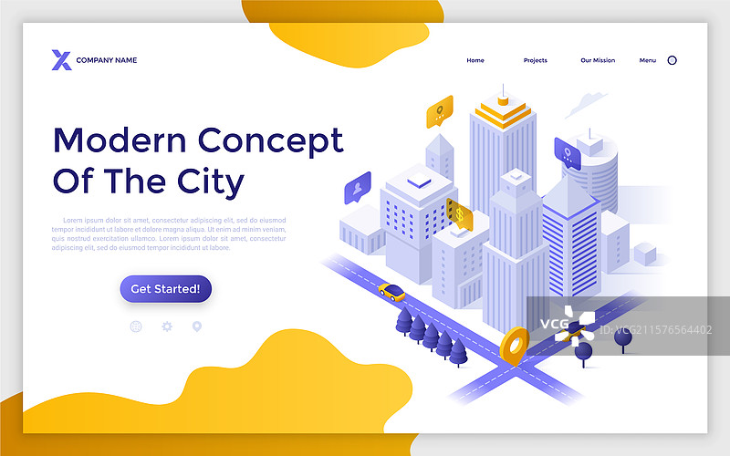 现代等距着陆页模板图片素材