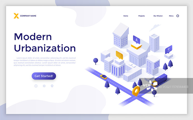 现代等距着陆页模板图片素材
