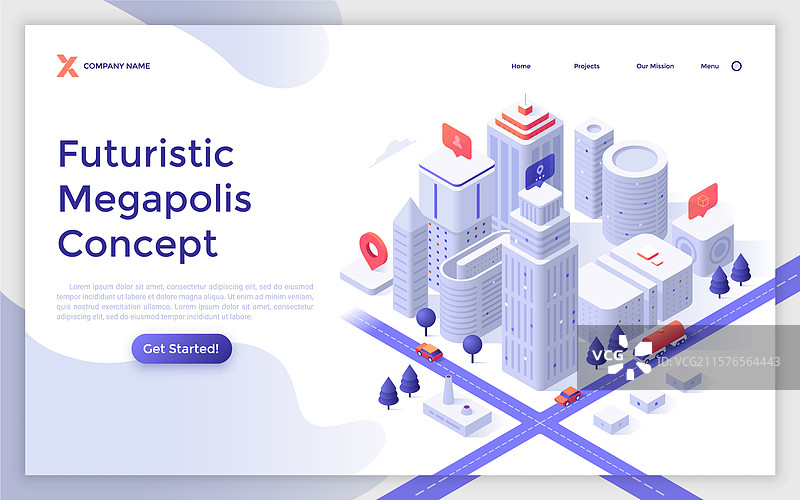 现代等距着陆页模板图片素材