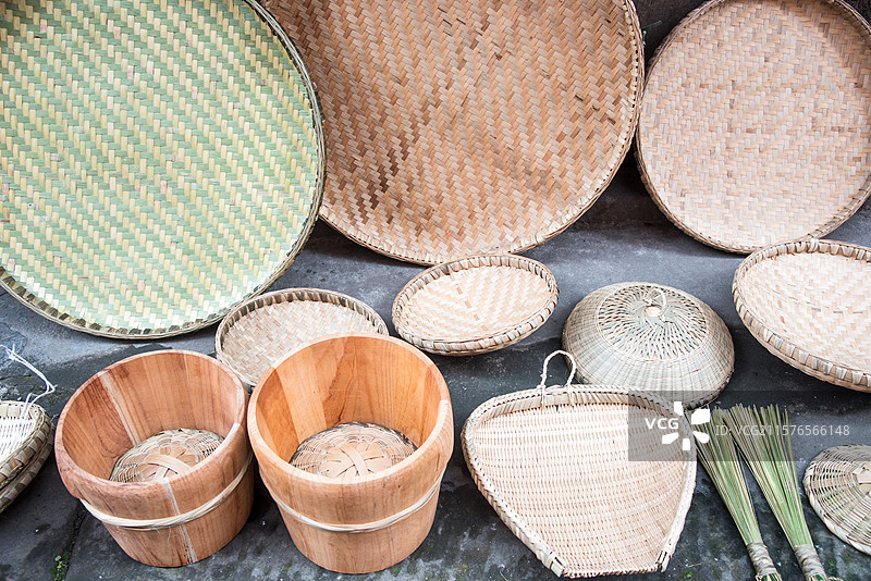 中国传统纯手工竹编图片素材