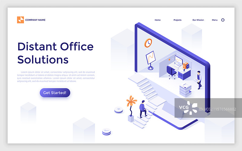 现代等距着陆页模板图片素材