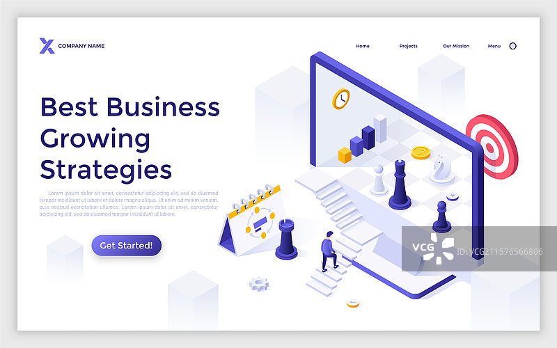 现代等距着陆页模板图片素材