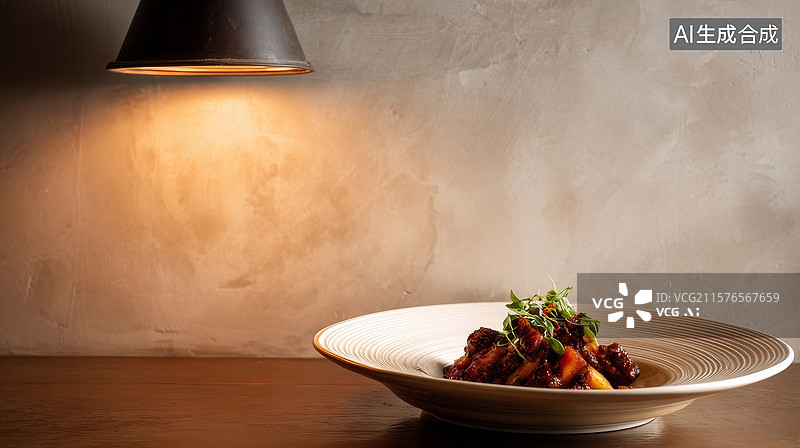 【AI数字艺术】灯下的美丽炒菜图片素材