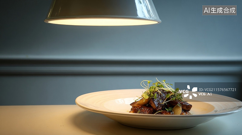 【AI数字艺术】灯下的美丽炒菜图片素材