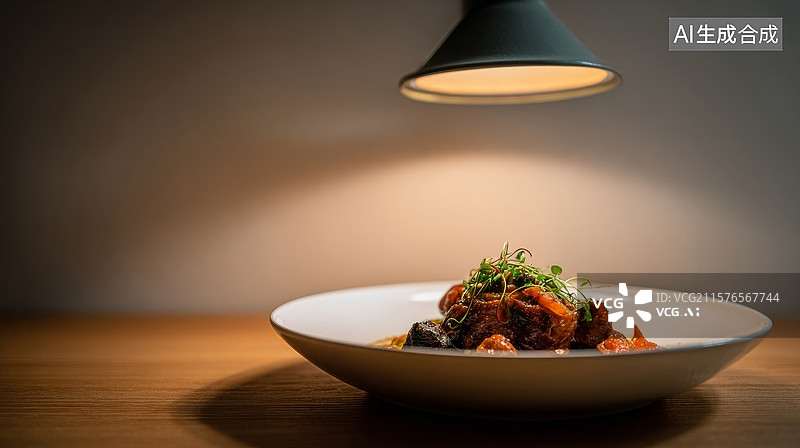 【AI数字艺术】灯下的美丽炒菜图片素材
