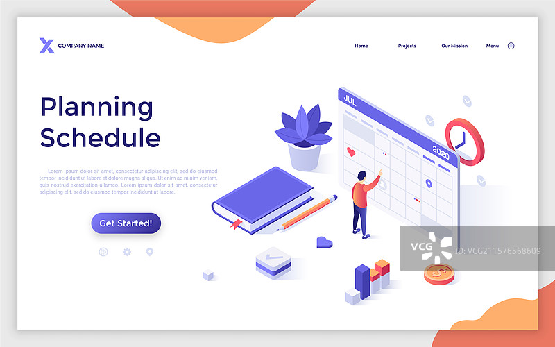 现代等距着陆页模板图片素材