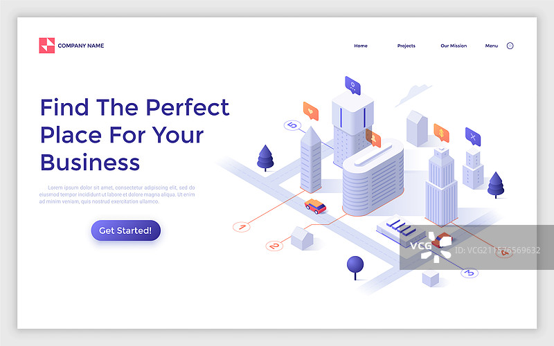 现代等距着陆页模板图片素材