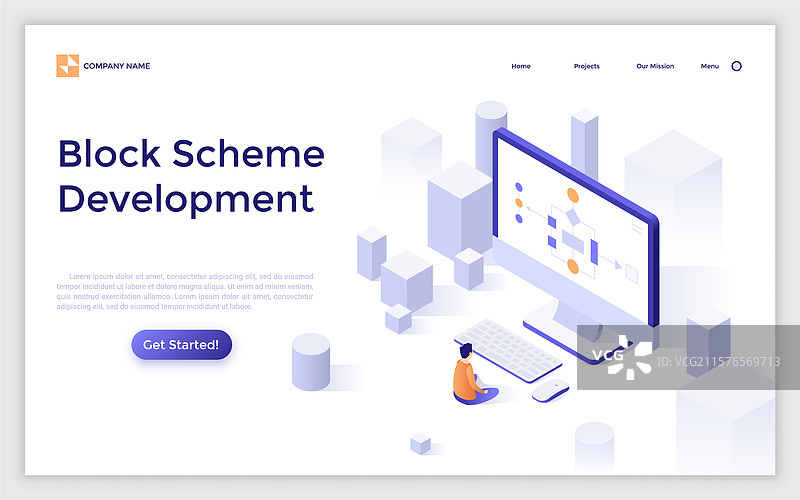 现代等距着陆页模板图片素材