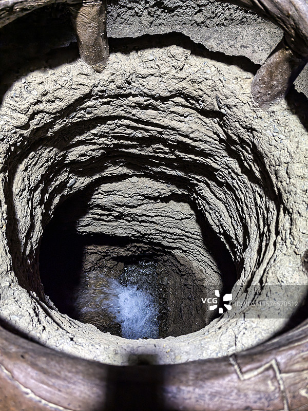 中国新疆吐鲁番市坎儿井源，吐鲁番坎儿井，世界大晾房图片素材