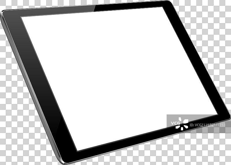 平板电脑的角度视图，逼真的移动设备图片素材