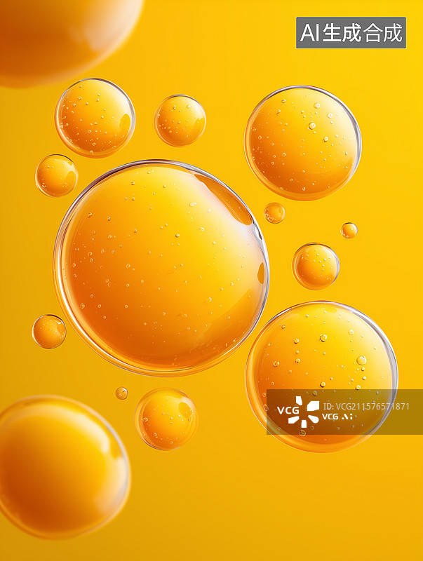 【AI数字艺术】油性黄色液体透明分子图片素材