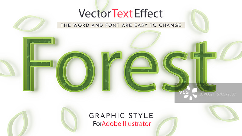 森林可编辑文本效果图形风格图片素材