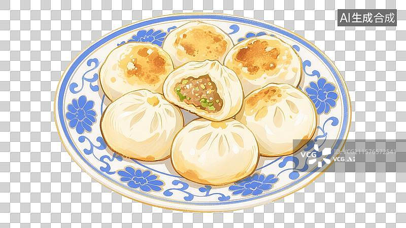 【AI数字艺术】煎包插画图片素材