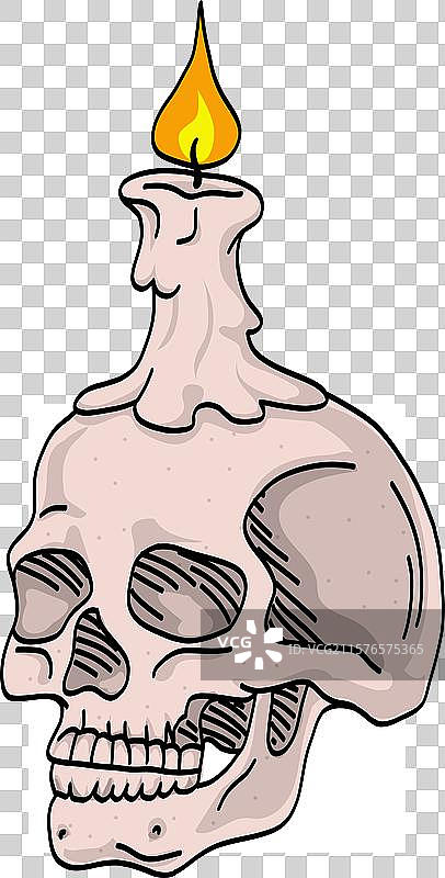 万圣节蜡烛与骷髅的插图图片素材