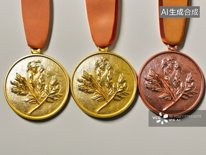 【AI数字艺术】三枚奖牌并排展示图片素材