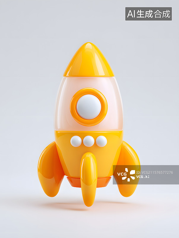 【AI数字艺术】中国航天日主题黄色火箭图标图片素材