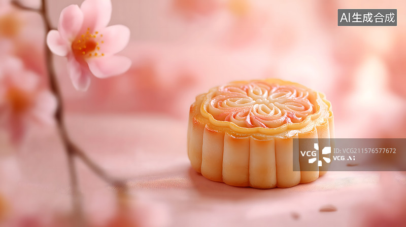 【AI数字艺术】中秋节月饼清新治愈主题特写图片素材