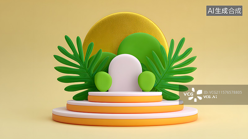 【AI数字艺术】抽象三维立体产品展台场景图片素材