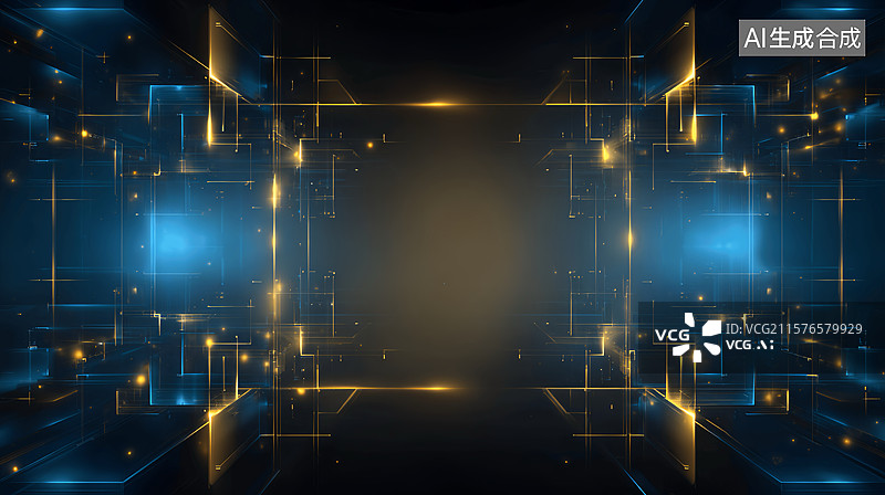 【AI数字艺术】人工智能数字化发展探索空间商务科技蓝色背景图片素材