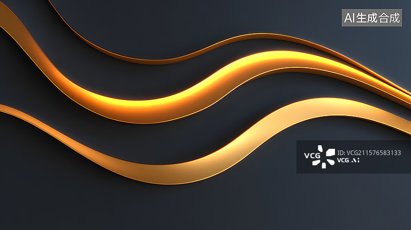 【AI数字艺术】科技感金色曲线的抽象背景图片素材