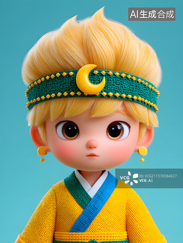 【AI数字艺术】古风男孩的3D渲染插画图片素材