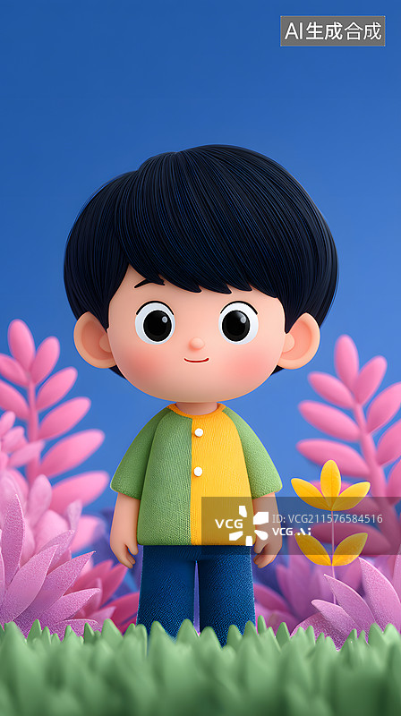【AI数字艺术】卡通风格儿童节户外玩耍图图片素材