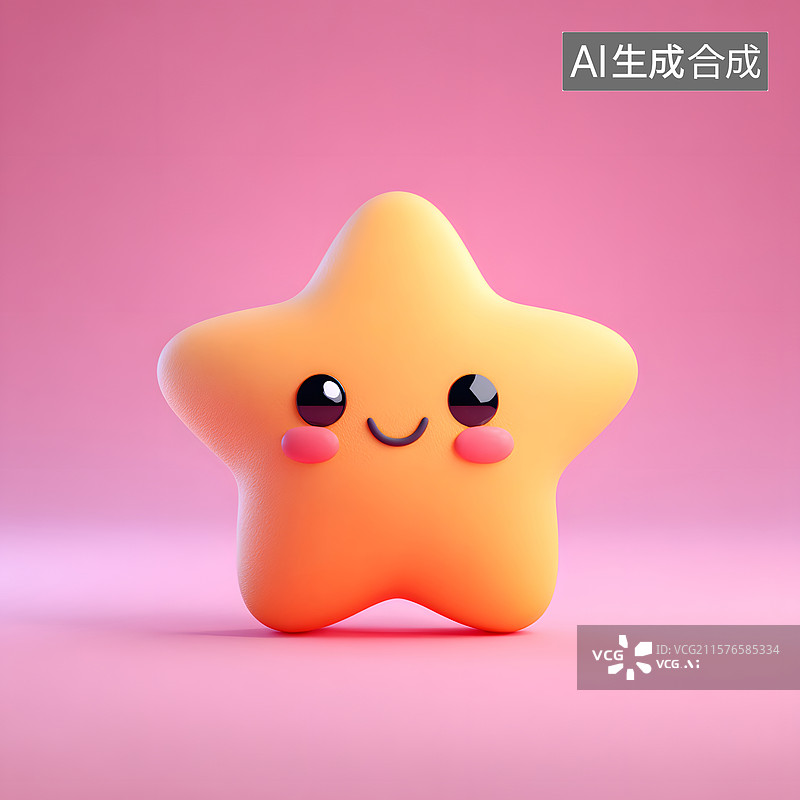 【AI数字艺术】童话风彩色卡通星星模型图片素材