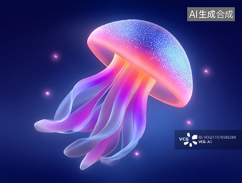 【AI数字艺术】发光水母漂浮梦幻海洋中图片素材