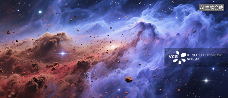 【AI数字艺术】紫蓝星云：宇宙的梦幻漩涡图片素材